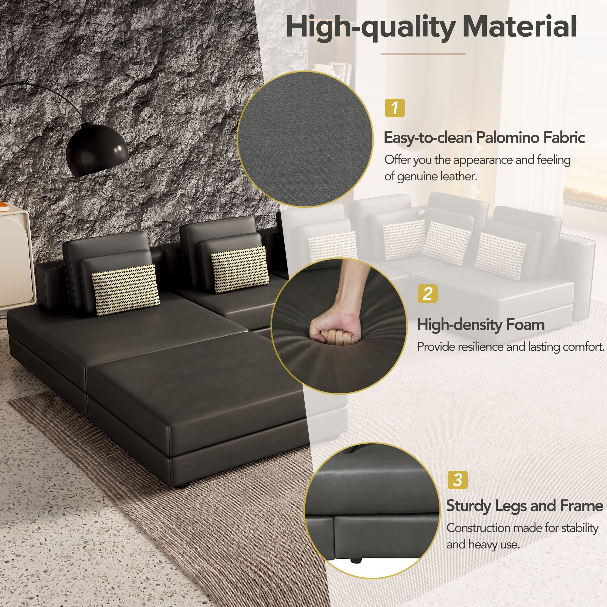 112.7" Modular Sectional Sofa Corner Sofa Chaise Lounge with Movable