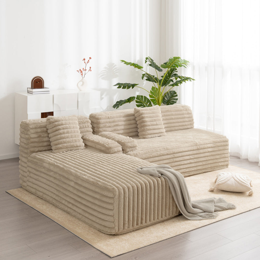 110' Cloud Sectional Sofa Upholstered Couch Free-combined Sofa for