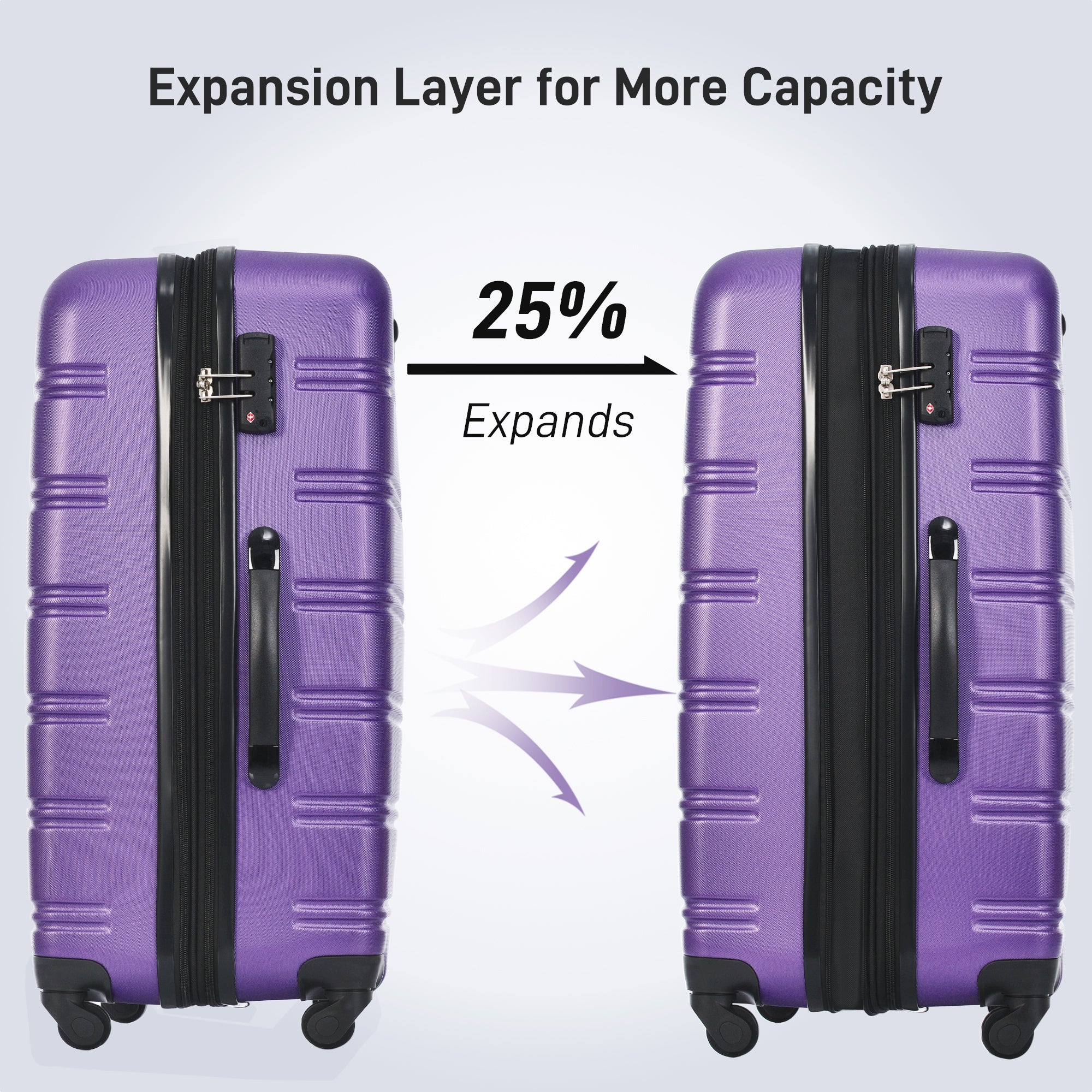 3 Piece Luggage Set Hardside Spinner Suitcase with TSA Lock 20' 24'