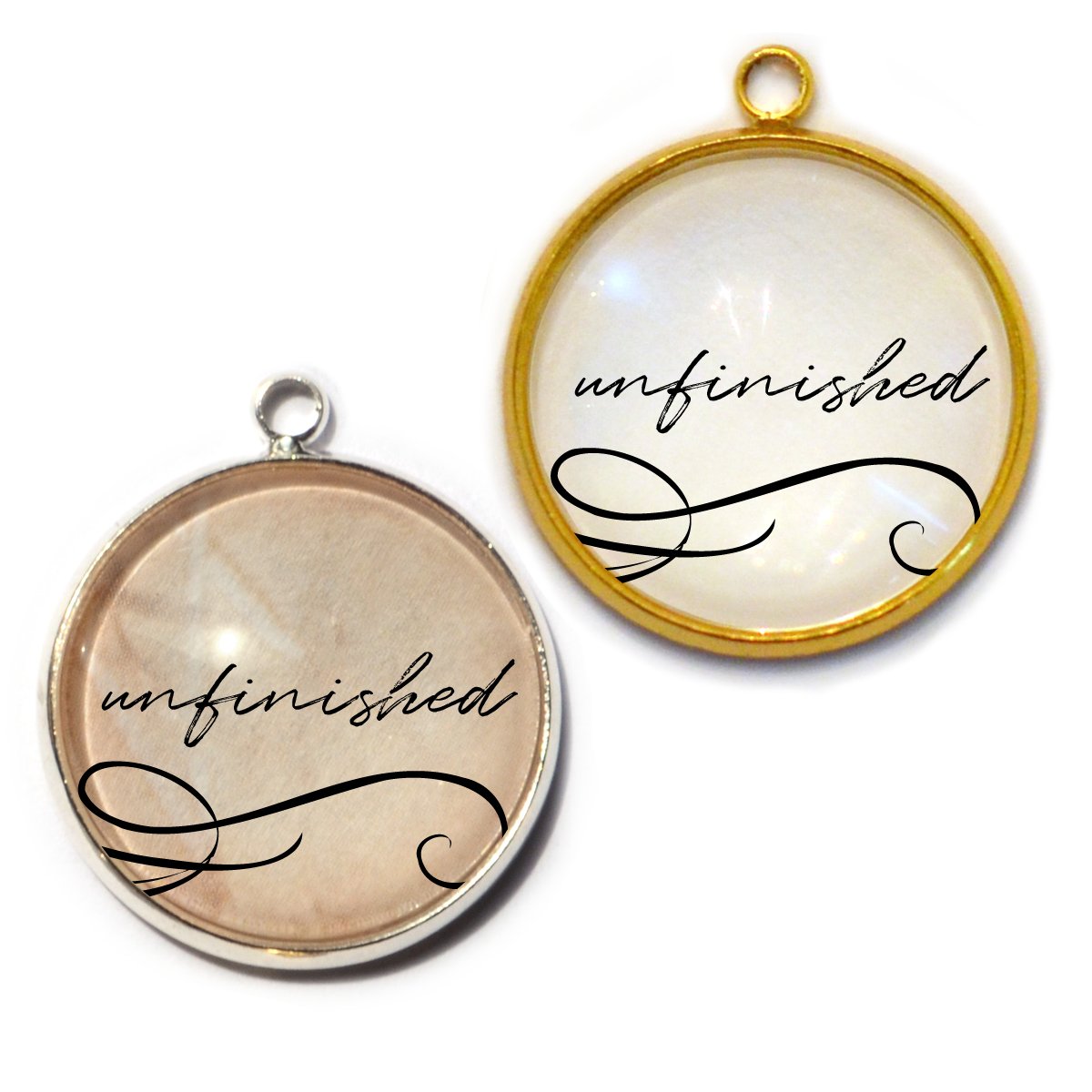 "Unfinished" Christian Glass Charm for Jewelry Making, 20mm, Gold or