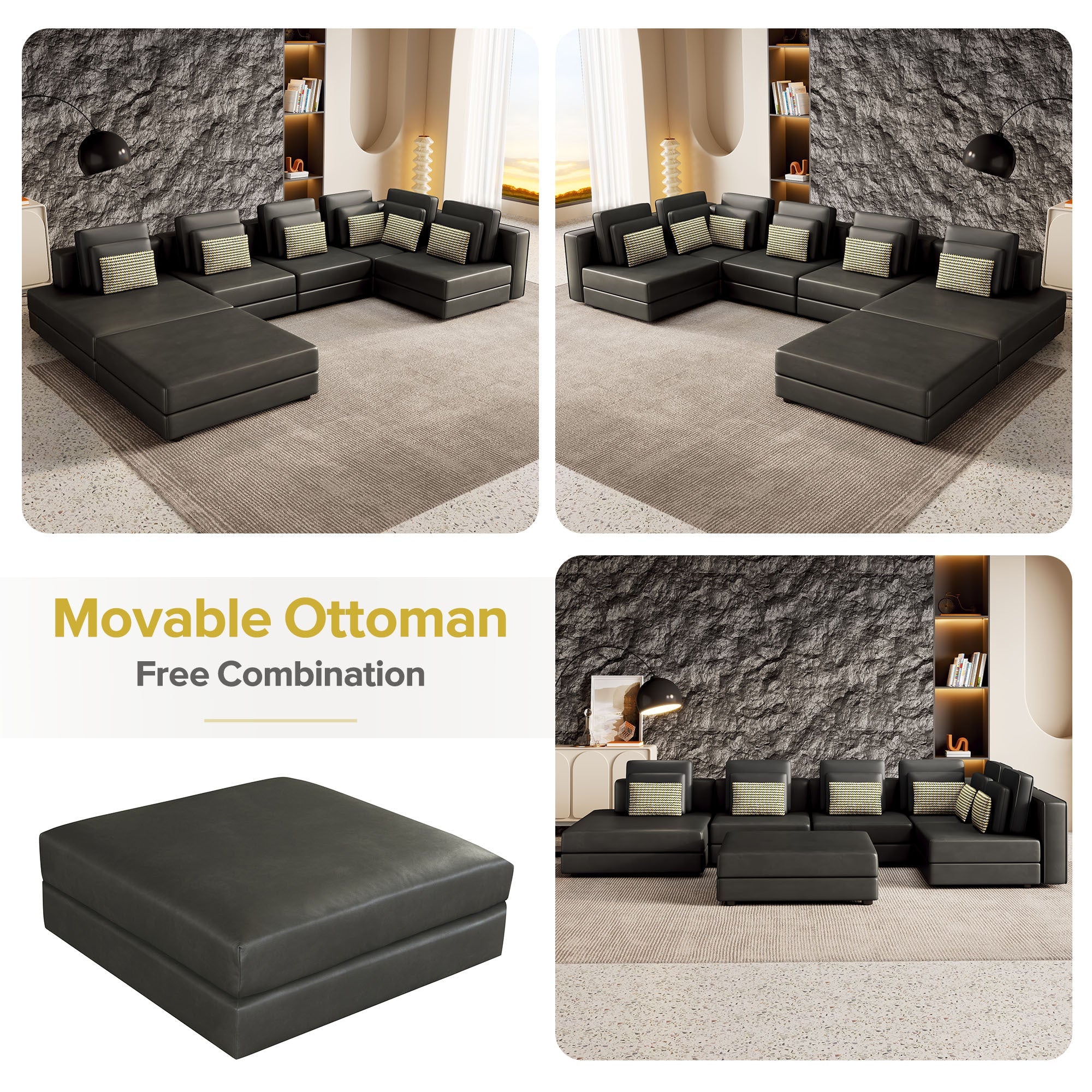 112.7" Modular Sectional Sofa Corner Sofa Chaise Lounge with Movable